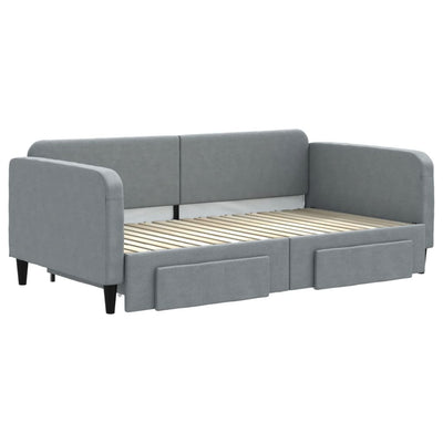 Daybed with Trundle&Drawers without Mattress Light Grey 90x190 cm Payday Deals