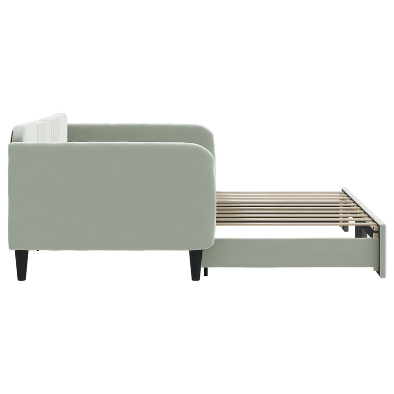 Daybed with Trundle Light Grey 90x190 cm Velvet Payday Deals