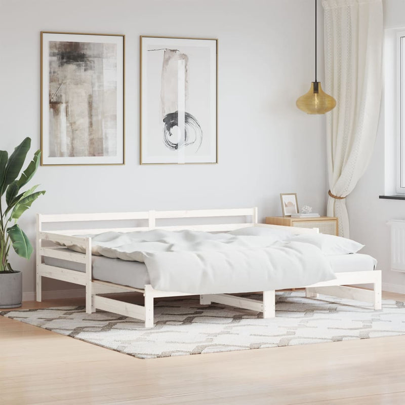 Daybed with Trundle White 92x187 cm Single Size Solid Wood Pine Payday Deals