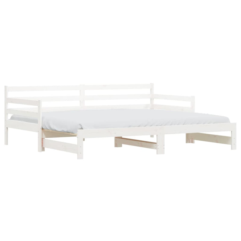 Daybed with Trundle White 92x187 cm Single Size Solid Wood Pine Payday Deals