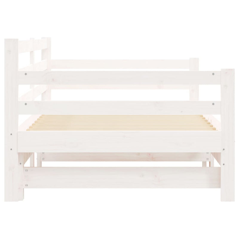 Daybed with Trundle White 92x187 cm Single Size Solid Wood Pine Payday Deals