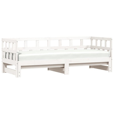 Daybed with Trundle White 92x187 cm Single Size Solid Wood Pine Payday Deals