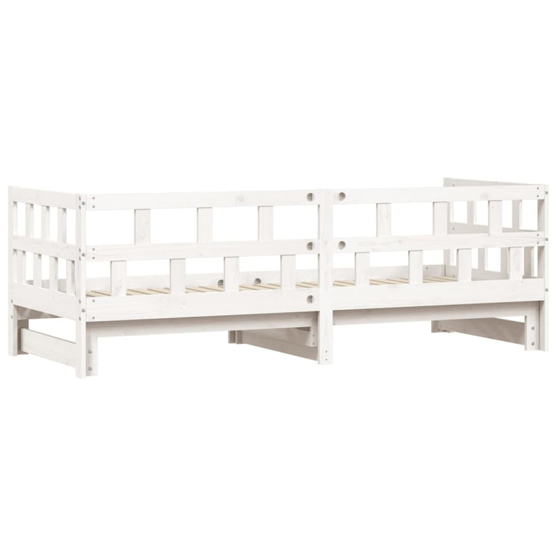 Daybed with Trundle White 92x187 cm Single Size Solid Wood Pine Payday Deals