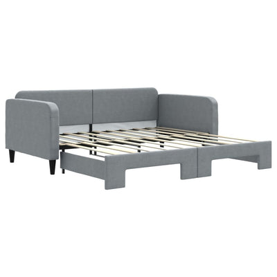 Daybed with Trundle without Mattress Light Grey 90x190 cm Payday Deals