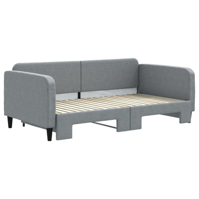 Daybed with Trundle without Mattress Light Grey 90x190 cm Payday Deals