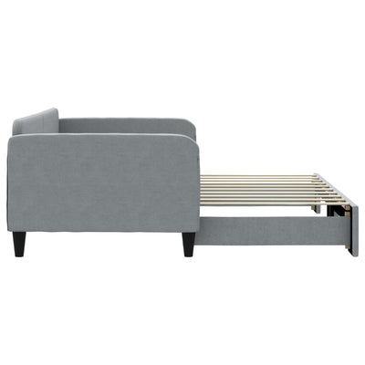 Daybed with Trundle without Mattress Light Grey 90x190 cm Payday Deals