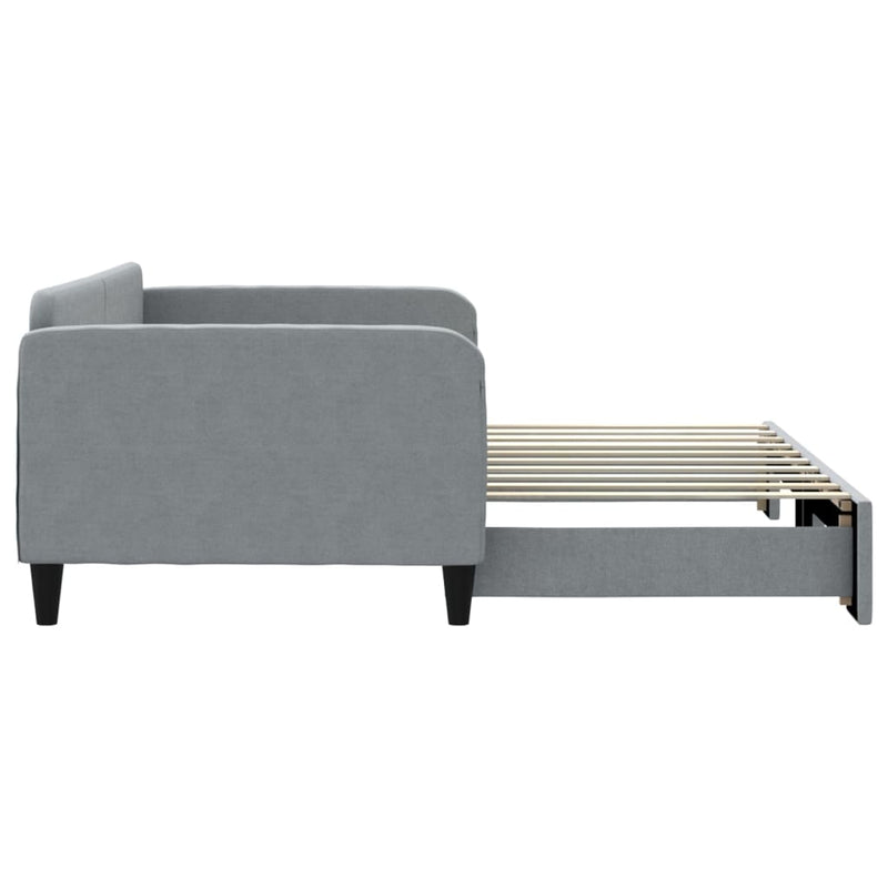 Daybed with Trundle without Mattress Light Grey 90x190 cm Payday Deals