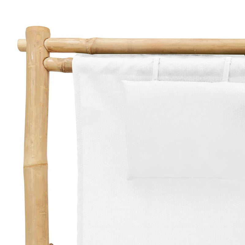 Deck Chair Bamboo and Canvas Cream White Payday Deals
