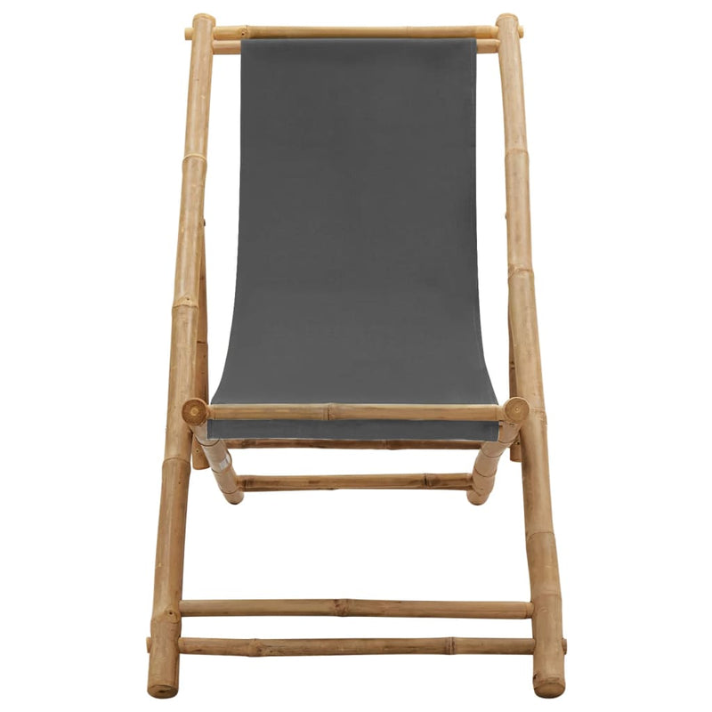 Deck Chair Bamboo and Canvas Dark Grey Payday Deals