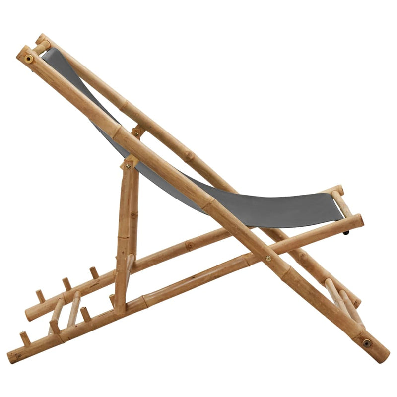 Deck Chair Bamboo and Canvas Dark Grey Payday Deals