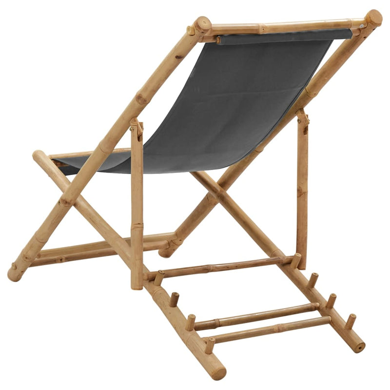 Deck Chair Bamboo and Canvas Dark Grey Payday Deals