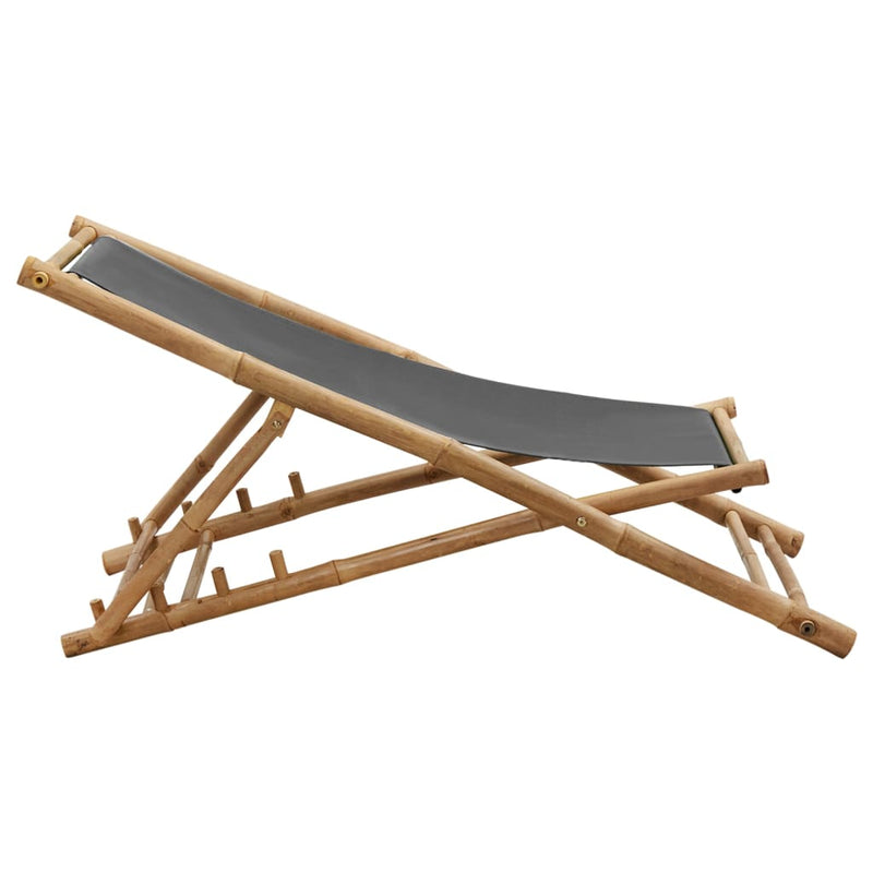 Deck Chair Bamboo and Canvas Dark Grey Payday Deals