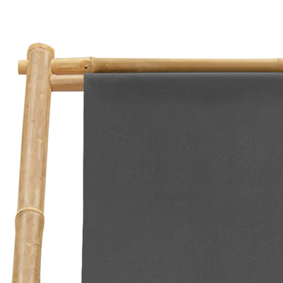 Deck Chair Bamboo and Canvas Dark Grey Payday Deals