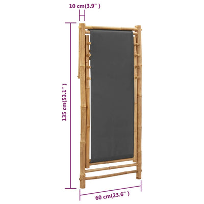 Deck Chair Bamboo and Canvas Dark Grey Payday Deals