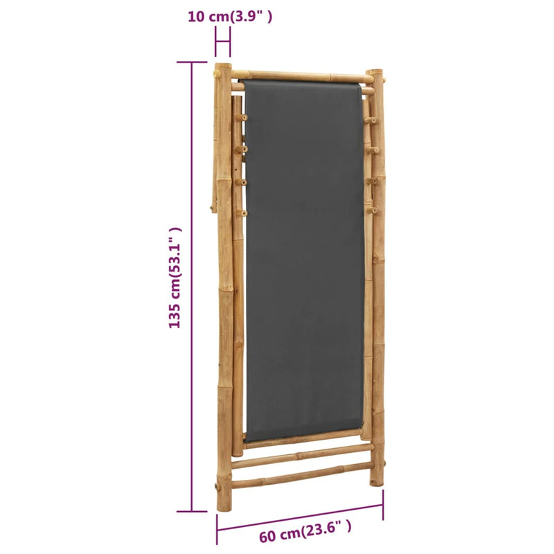 Deck Chair Bamboo and Canvas Dark Grey Payday Deals