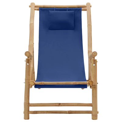 Deck Chair Bamboo and Canvas Navy Blue Payday Deals