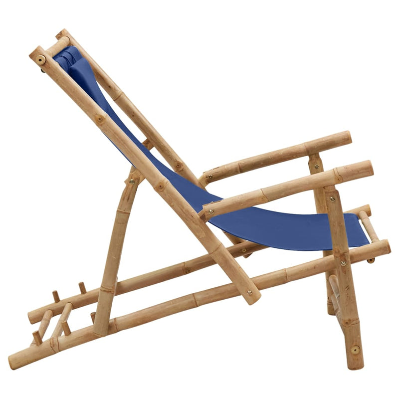 Deck Chair Bamboo and Canvas Navy Blue Payday Deals