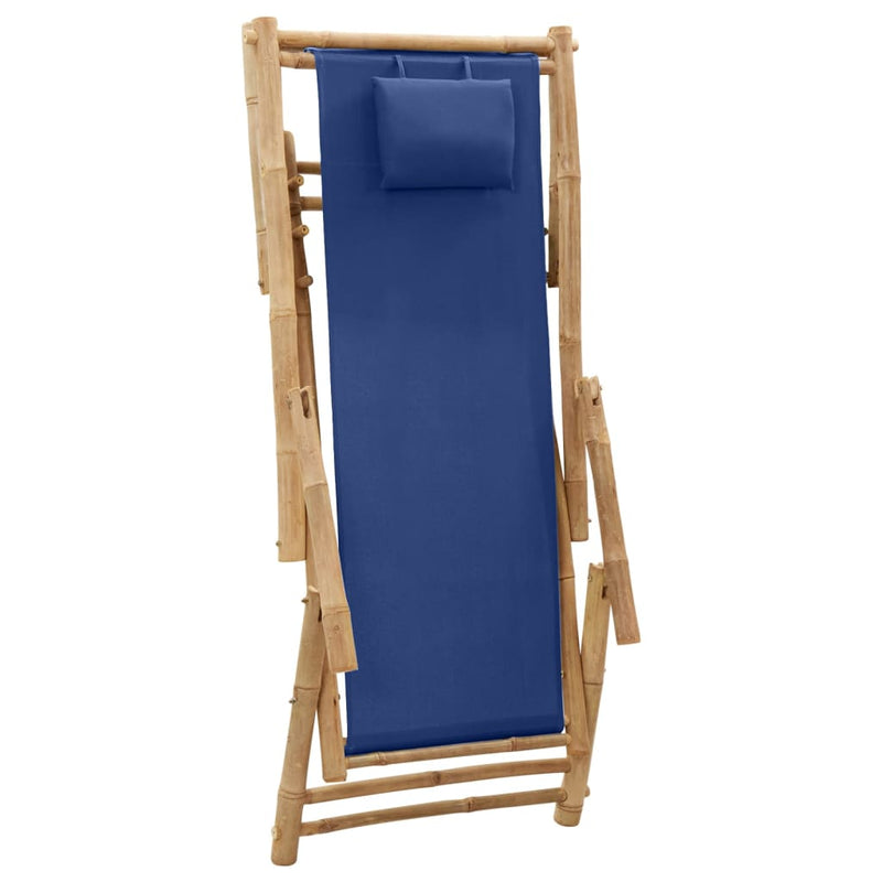 Deck Chair Bamboo and Canvas Navy Blue Payday Deals