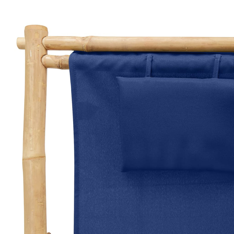 Deck Chair Bamboo and Canvas Navy Blue Payday Deals