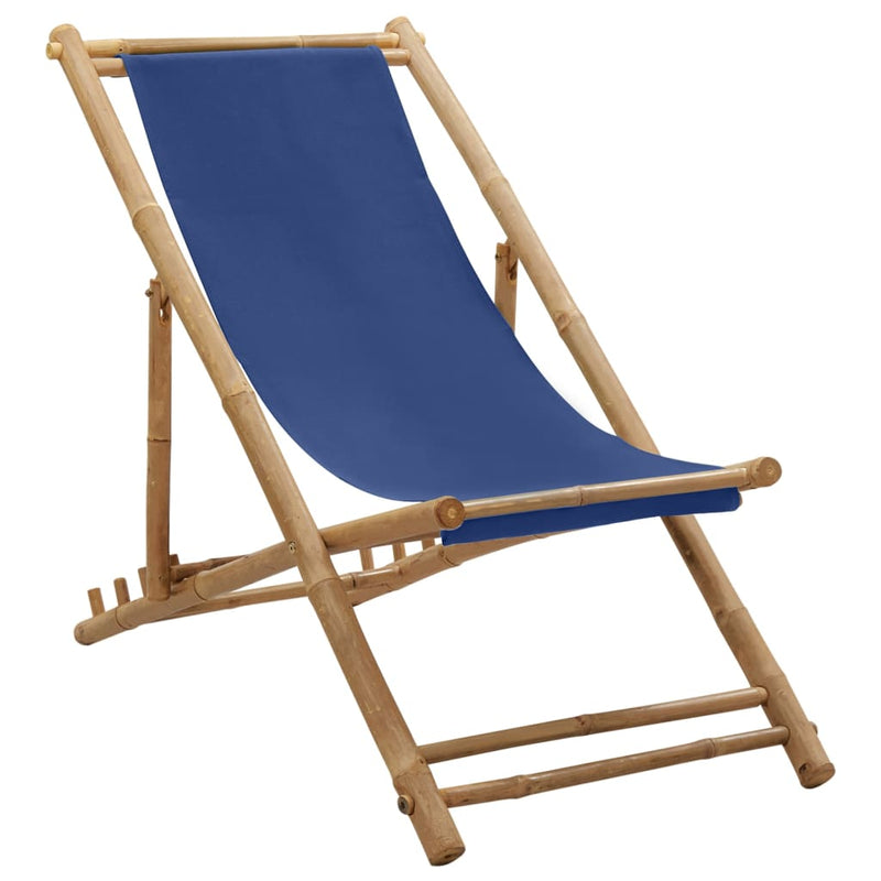 Deck Chair Bamboo and Canvas Navy Blue Payday Deals