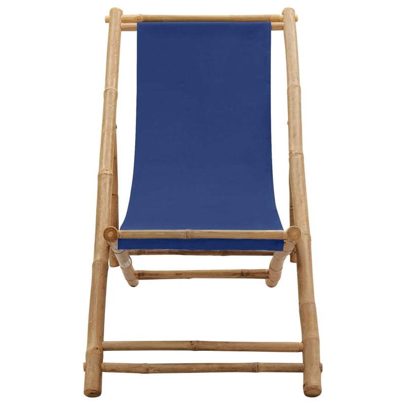 Deck Chair Bamboo and Canvas Navy Blue Payday Deals