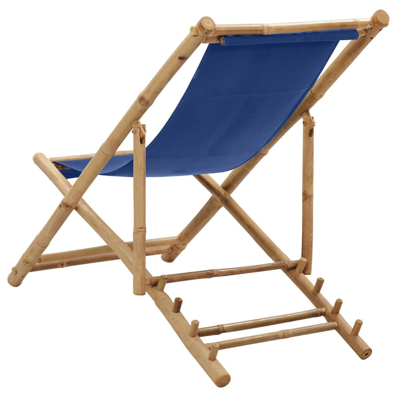 Deck Chair Bamboo and Canvas Navy Blue Payday Deals
