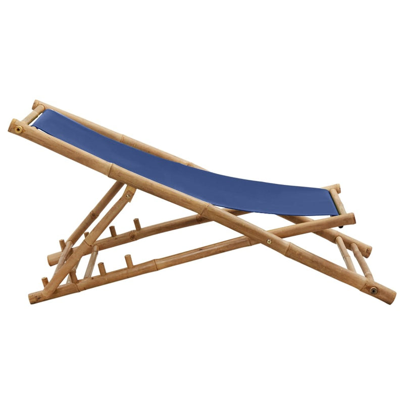 Deck Chair Bamboo and Canvas Navy Blue Payday Deals
