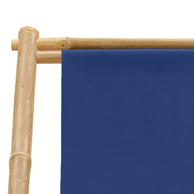 Deck Chair Bamboo and Canvas Navy Blue Payday Deals