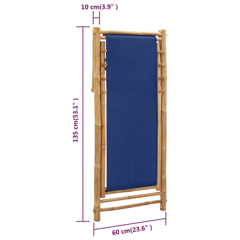 Deck Chair Bamboo and Canvas Navy Blue Payday Deals