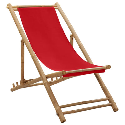 Deck Chair Bamboo and Canvas Red