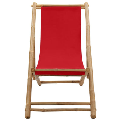 Deck Chair Bamboo and Canvas Red Payday Deals