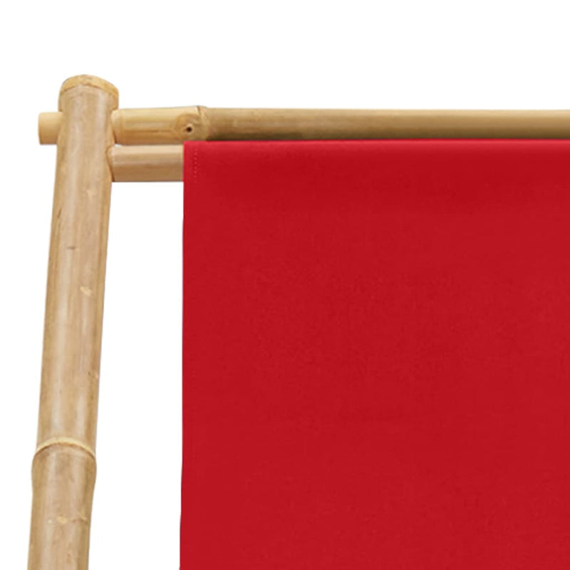 Deck Chair Bamboo and Canvas Red Payday Deals