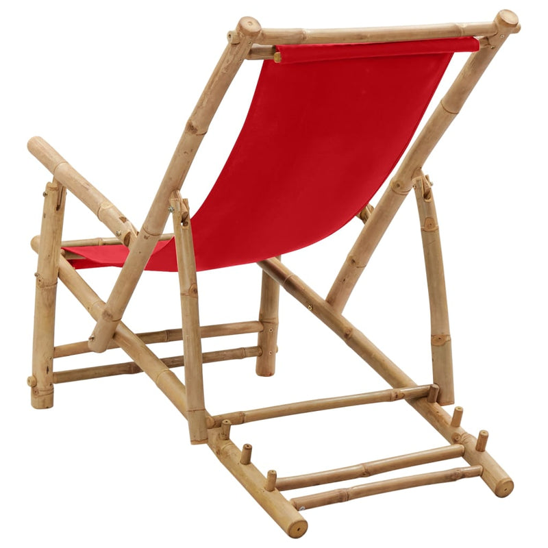Deck Chair Bamboo and Canvas Red Payday Deals