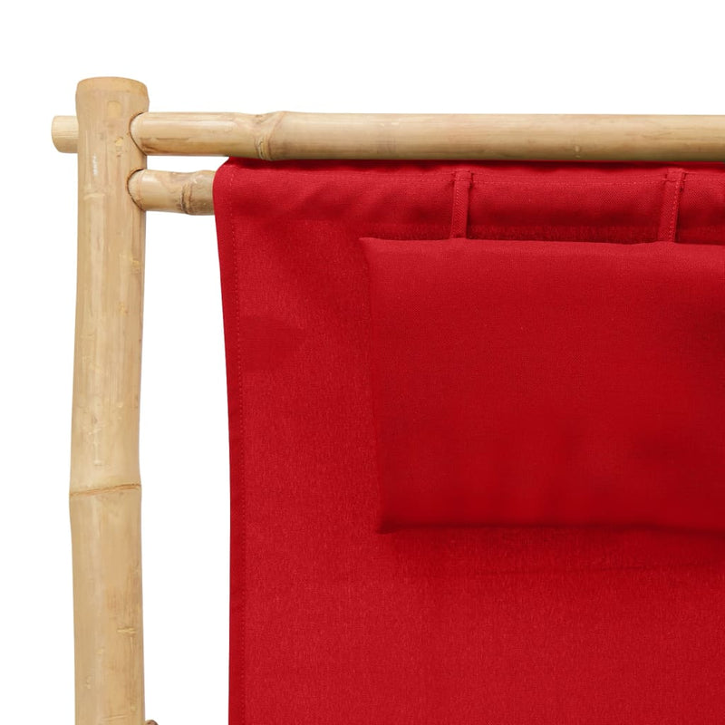 Deck Chair Bamboo and Canvas Red Payday Deals