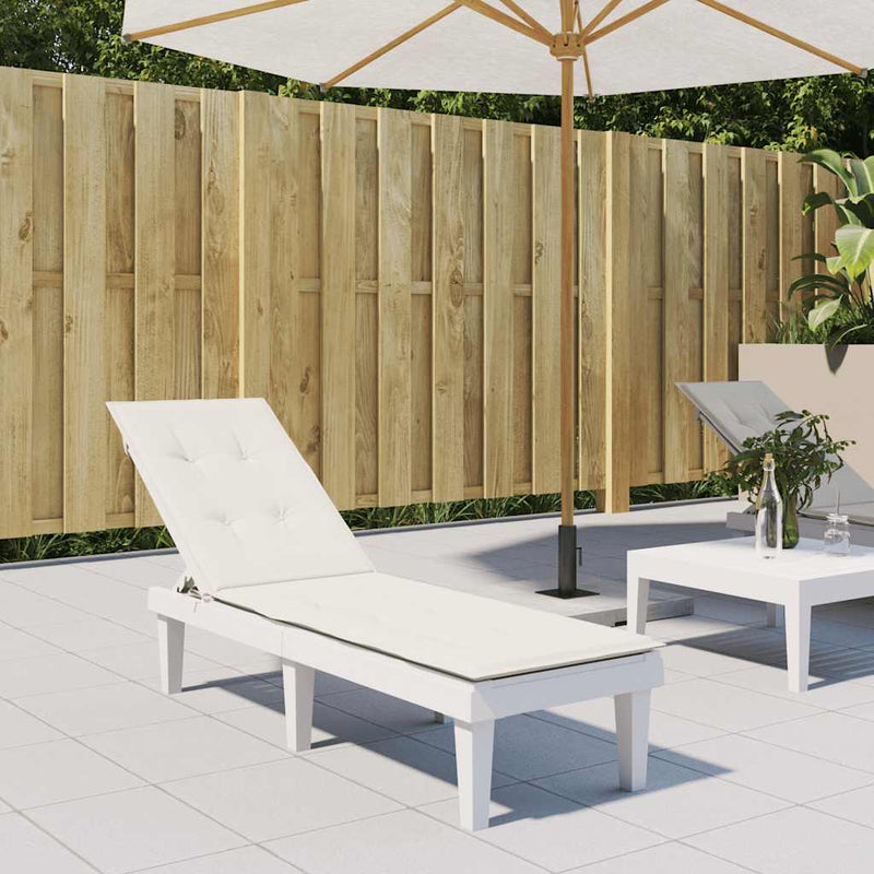 Deck Chair Cushion Melange Cream (75+105)x50x3 cm Fabric Payday Deals