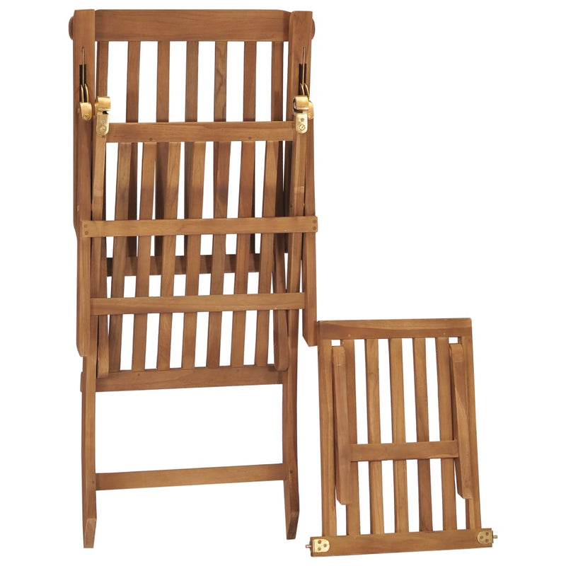 Deck Chair with Cushion Cream White Solid Teak Wood Payday Deals