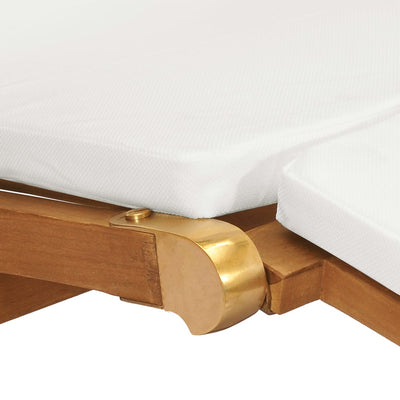 Deck Chair with Cushion Cream White Solid Teak Wood Payday Deals
