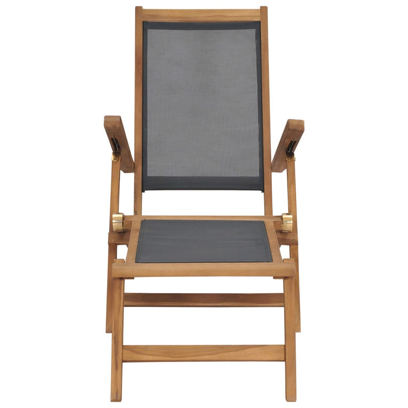 Deck Chair with Footrest Solid Teak Wood Black Payday Deals