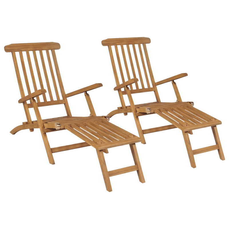 Deck Chairs with Footrests 2 pcs Solid Teak Wood Payday Deals
