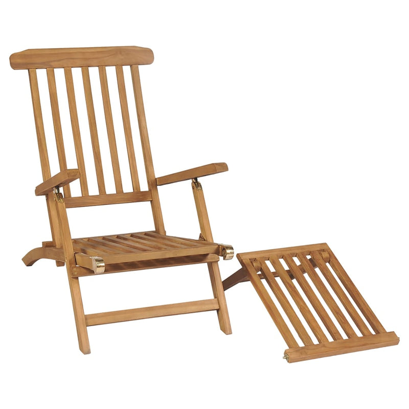 Deck Chairs with Footrests 2 pcs Solid Teak Wood Payday Deals