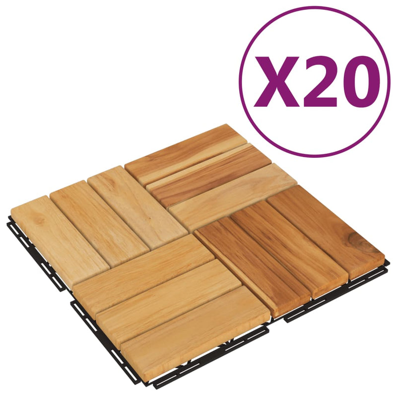Decking Tiles 20 pcs 30x30 cm Solid Wood Teak Payday Deals