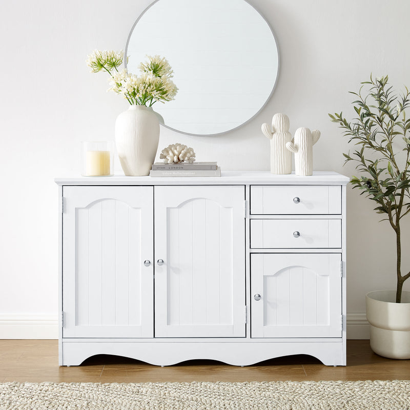 Decor Sideboard White with 3 Doors & 2 Drawers Hallway Console Buffet Cabinets Bathroom Storage Payday Deals