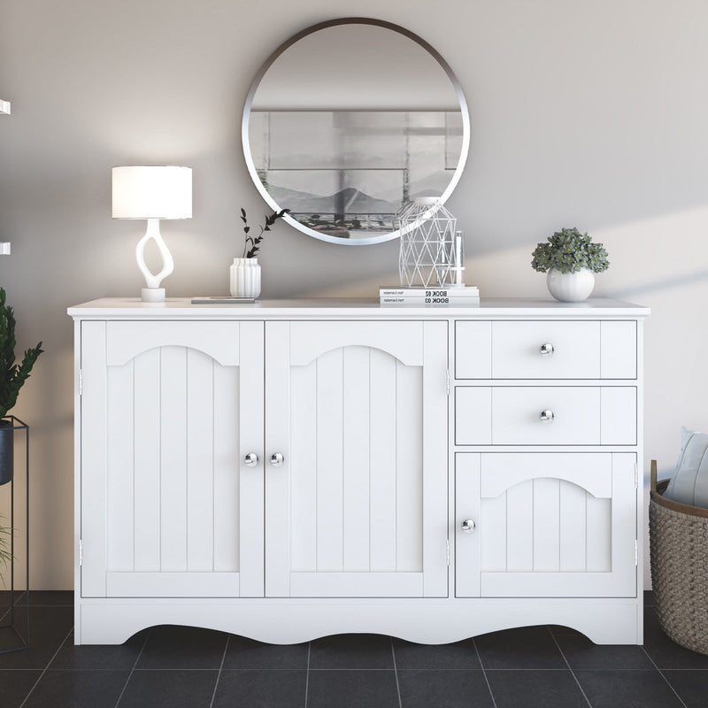 Decor Sideboard White with 3 Doors & 2 Drawers Hallway Console Buffet Cabinets Bathroom Storage Payday Deals