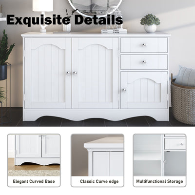 Decor Sideboard White with 3 Doors & 2 Drawers Hallway Console Buffet Cabinets Bathroom Storage Payday Deals