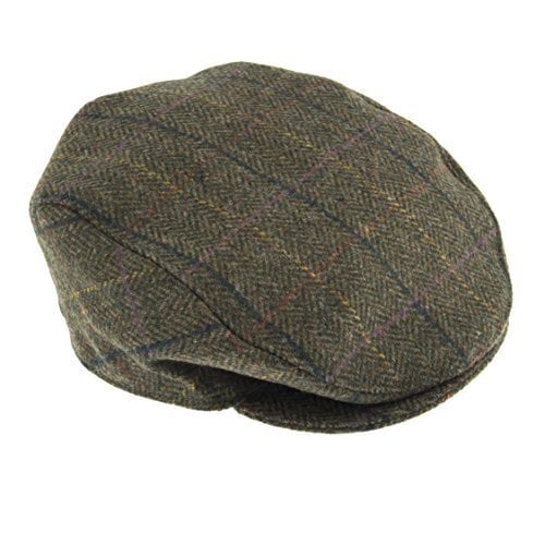 DENTS Abraham Moon Tweed Flat Cap Wool Ivy Hat Driving Cabbie Quilted 1-3038 - Olive - Large Payday Deals