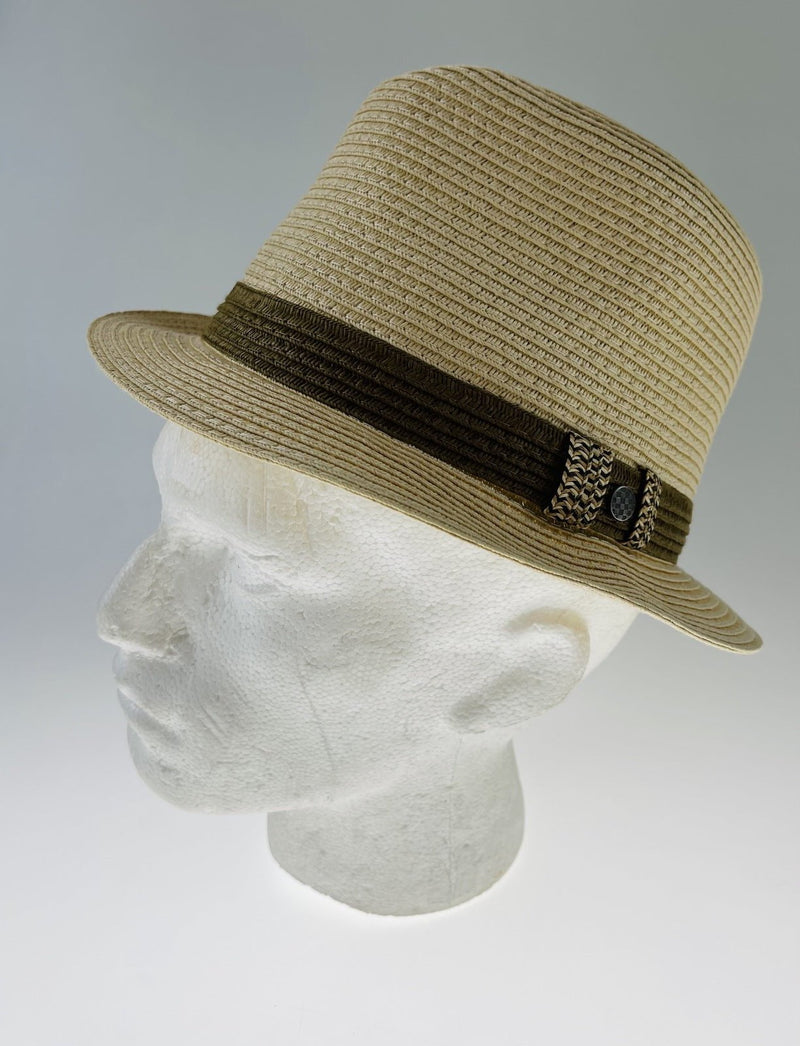 Dents Mens Straw Hat Toyo Trilby Fedora Summer Sun Stingy Brim  - Natural/Brown - L/XL Payday Deals