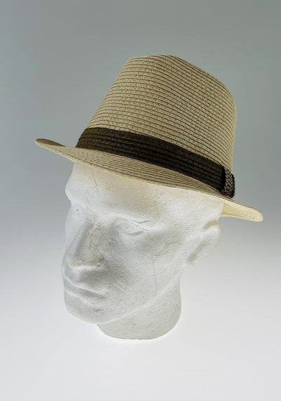 Dents Mens Straw Hat Toyo Trilby Fedora Summer Sun Stingy Brim  - Natural/Brown - L/XL Payday Deals