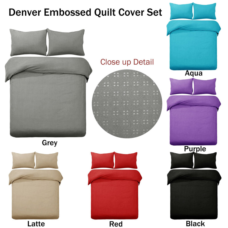 Designer Selection Denver Embossed Quilt Cover Set Black King Payday Deals