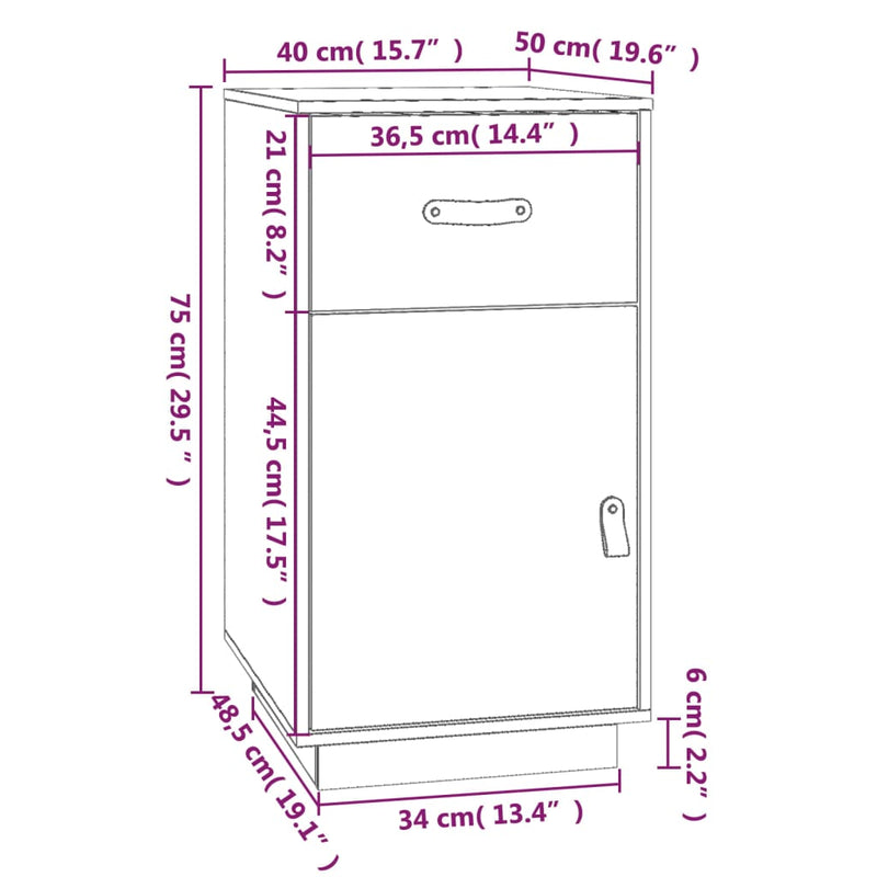 Desk Cabinet 40x50x75 cm Solid Wood Pine Payday Deals