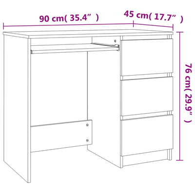 Desk High Gloss Black 90x45x76 cm Engineered Wood Payday Deals